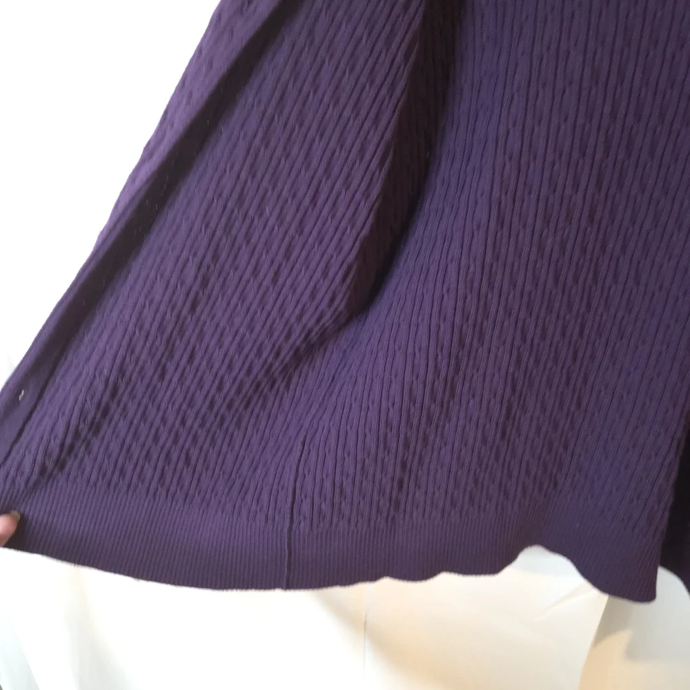 Lands' End Women's Pretty Deep Purple Button Up Cable Knit Cardigan Size L